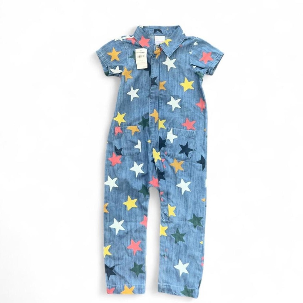 Hanna Anderson Denim Star Romper Jumpsuit One Piece Outfit Size 18-24 Mos NWT
